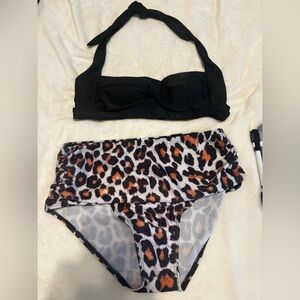 Leopard Print High-Waisted Bikini